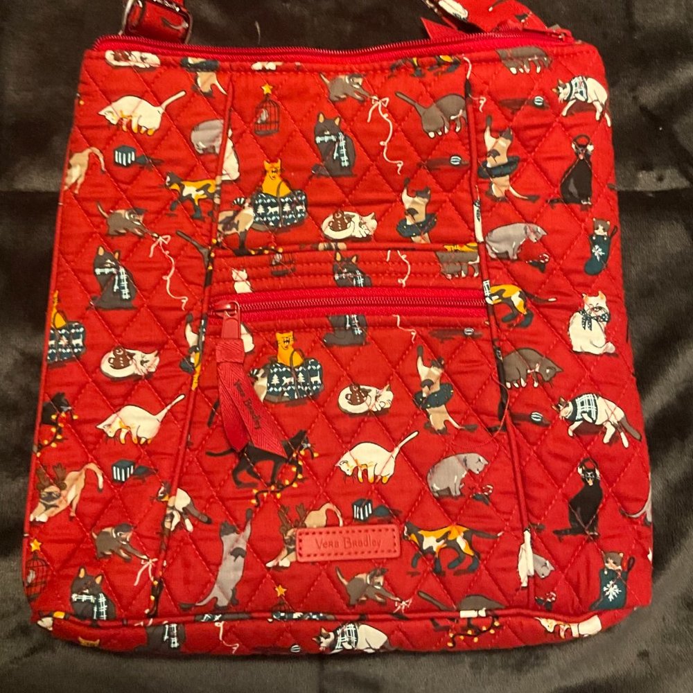 Vera Bradley Hipster Crossbody Bag in Holiday Cats